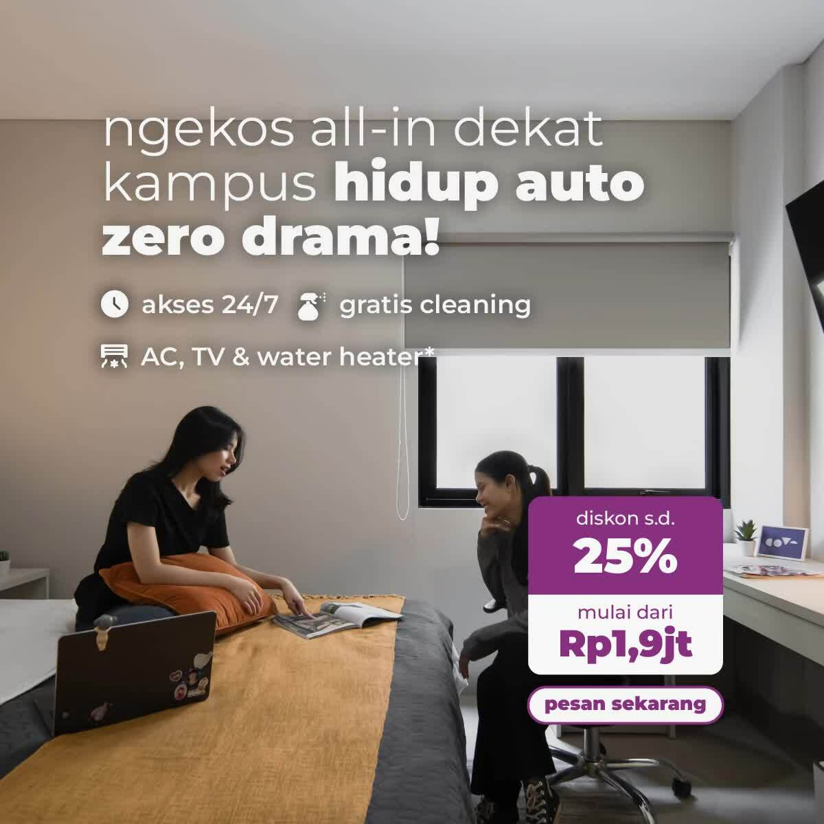 Ngekos 5 Menit ke Kampus, Diskon s.d. 25%!