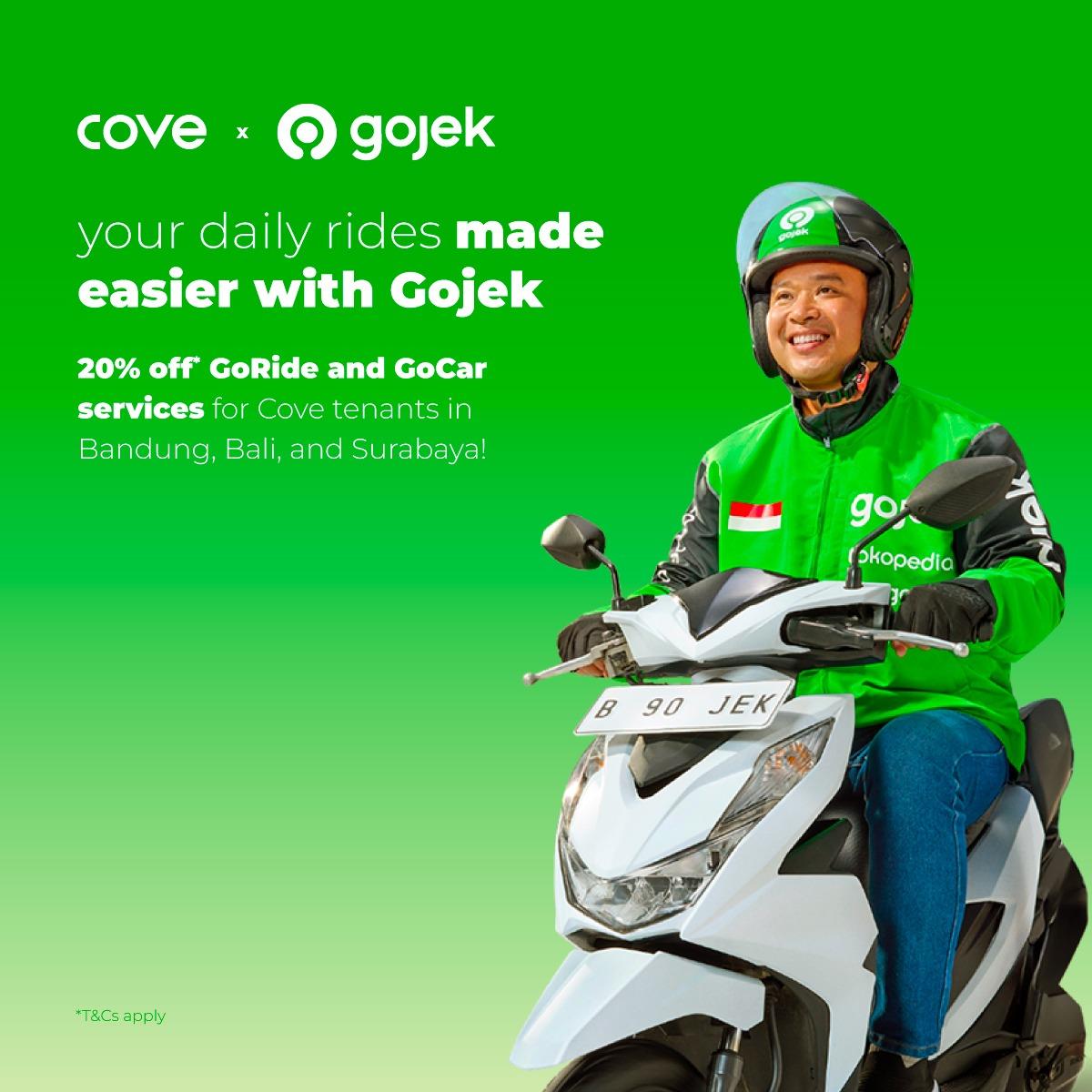 Save More on Every Ride with Gojek, Get 20% Off for Cove Tenants