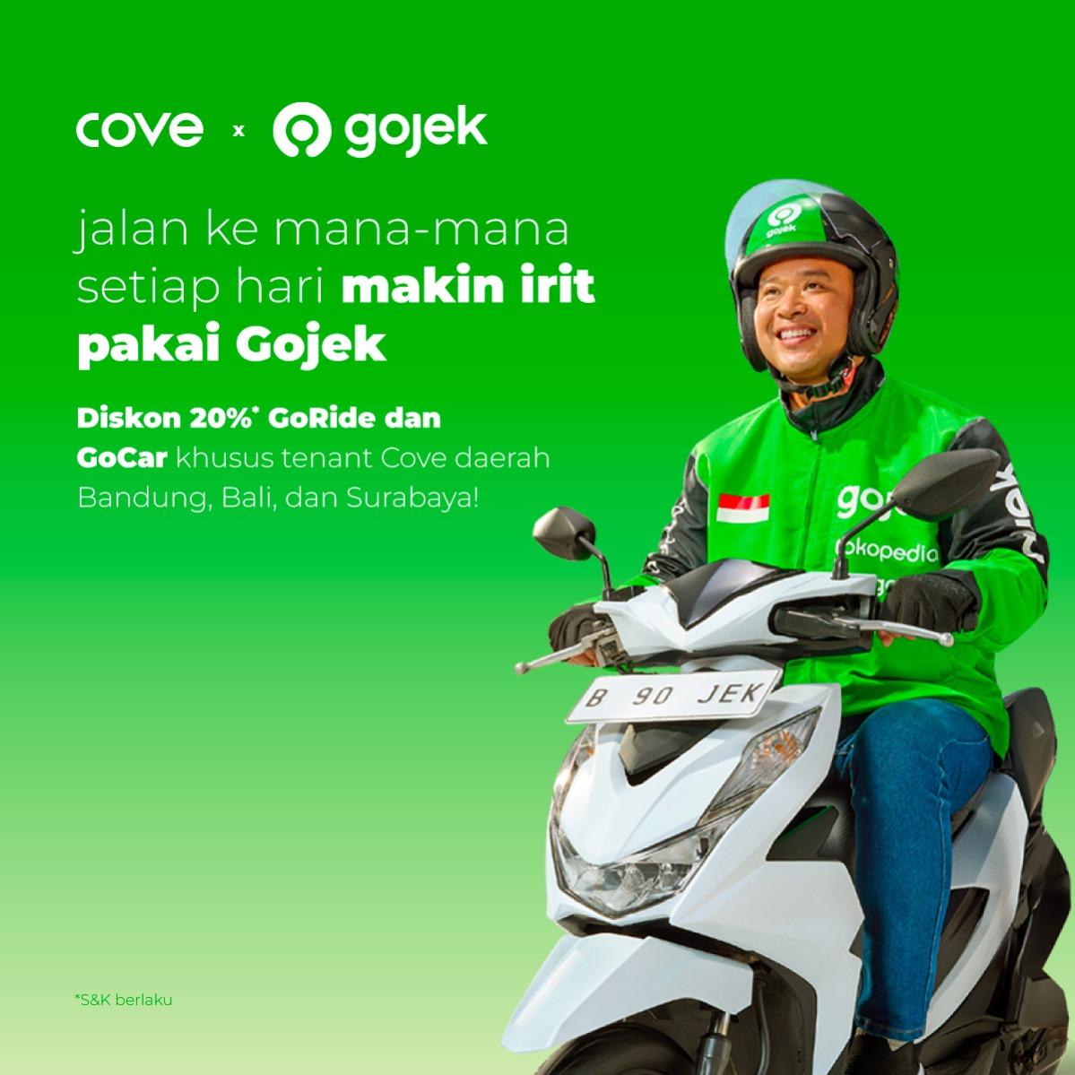 Buat Tiap Perjalanan Makin Hemat Pakai Gojek, Dapatkan Diskon 20% Khusus Tenant Cove